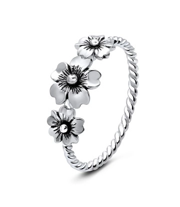 Cherry Blossoms with Oxidixed Silver Ring NSR-3209